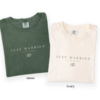 Minimal Just Married Tee - Custom Newlywed Shirt