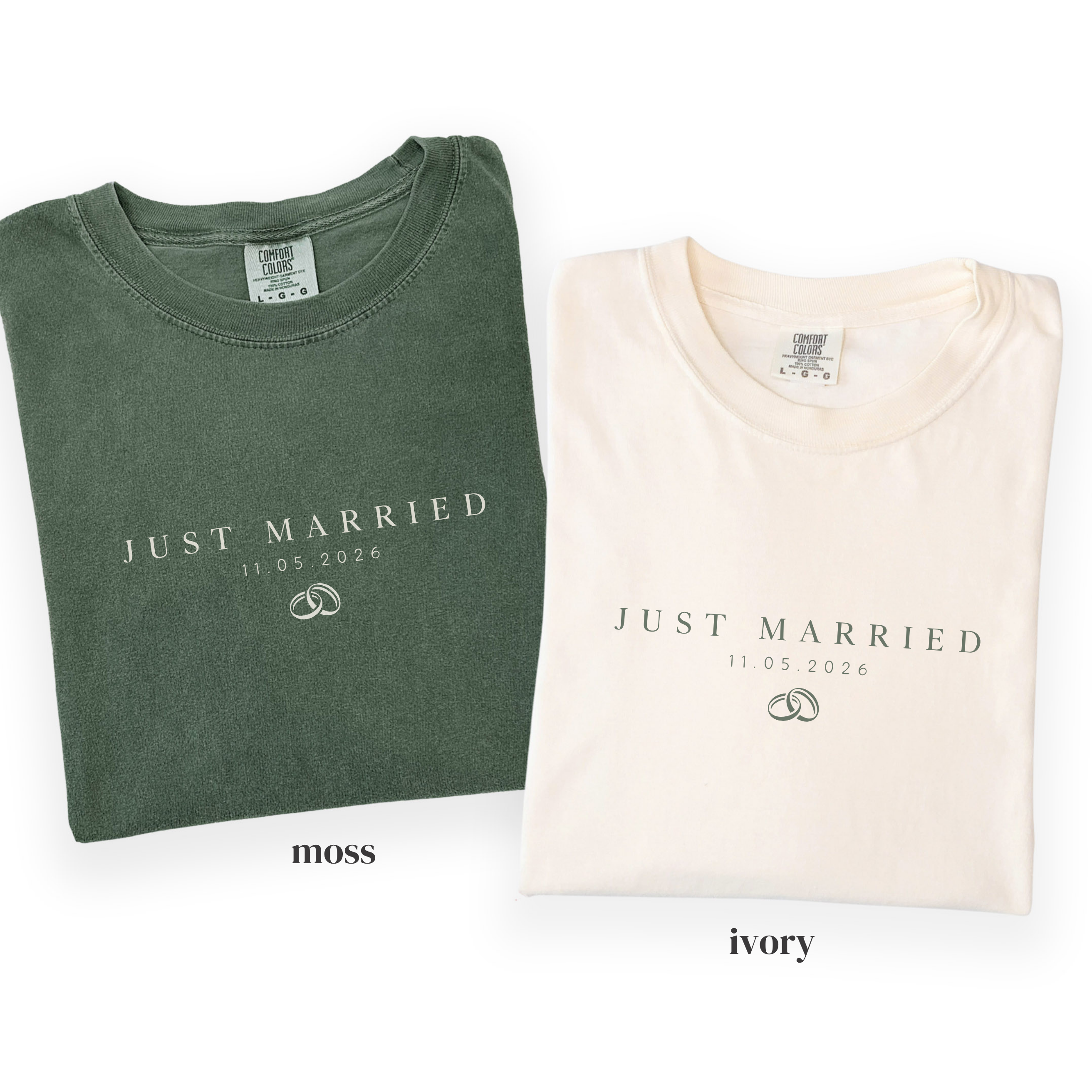 Minimal Just Married Tee - Custom Newlywed Shirt