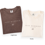 Minimal Just Married Tee - Custom Newlywed Shirt