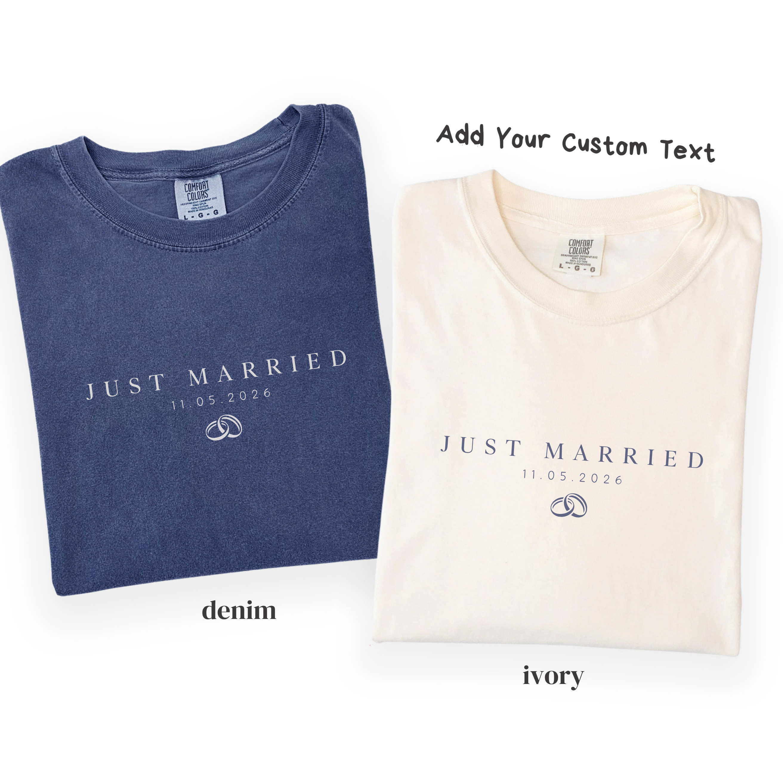 Minimal Just Married Tee - Custom Newlywed Shirt
