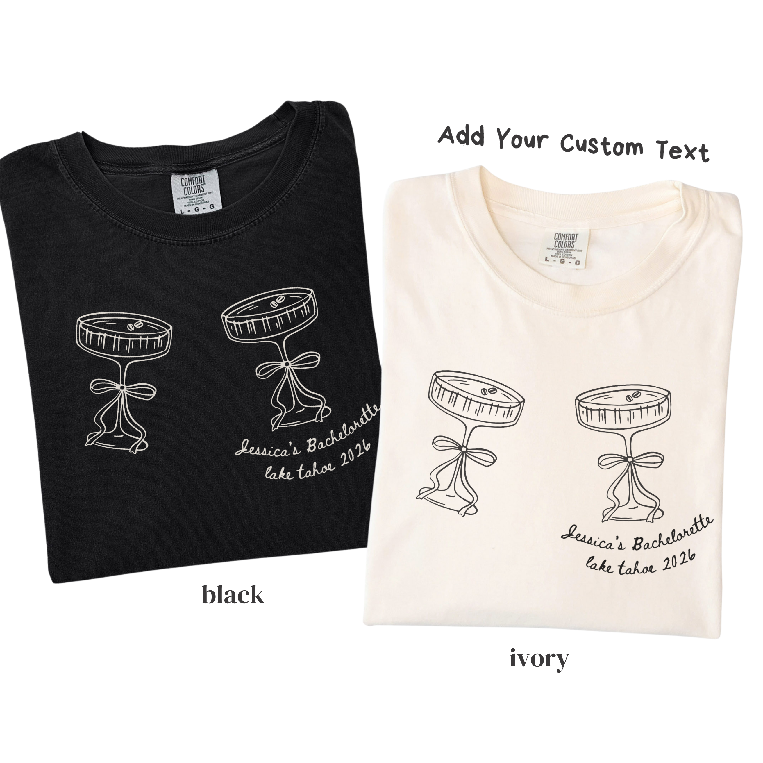Bow Glass Bride Crew Shirt - Minimal Martini Bachelorette Tee