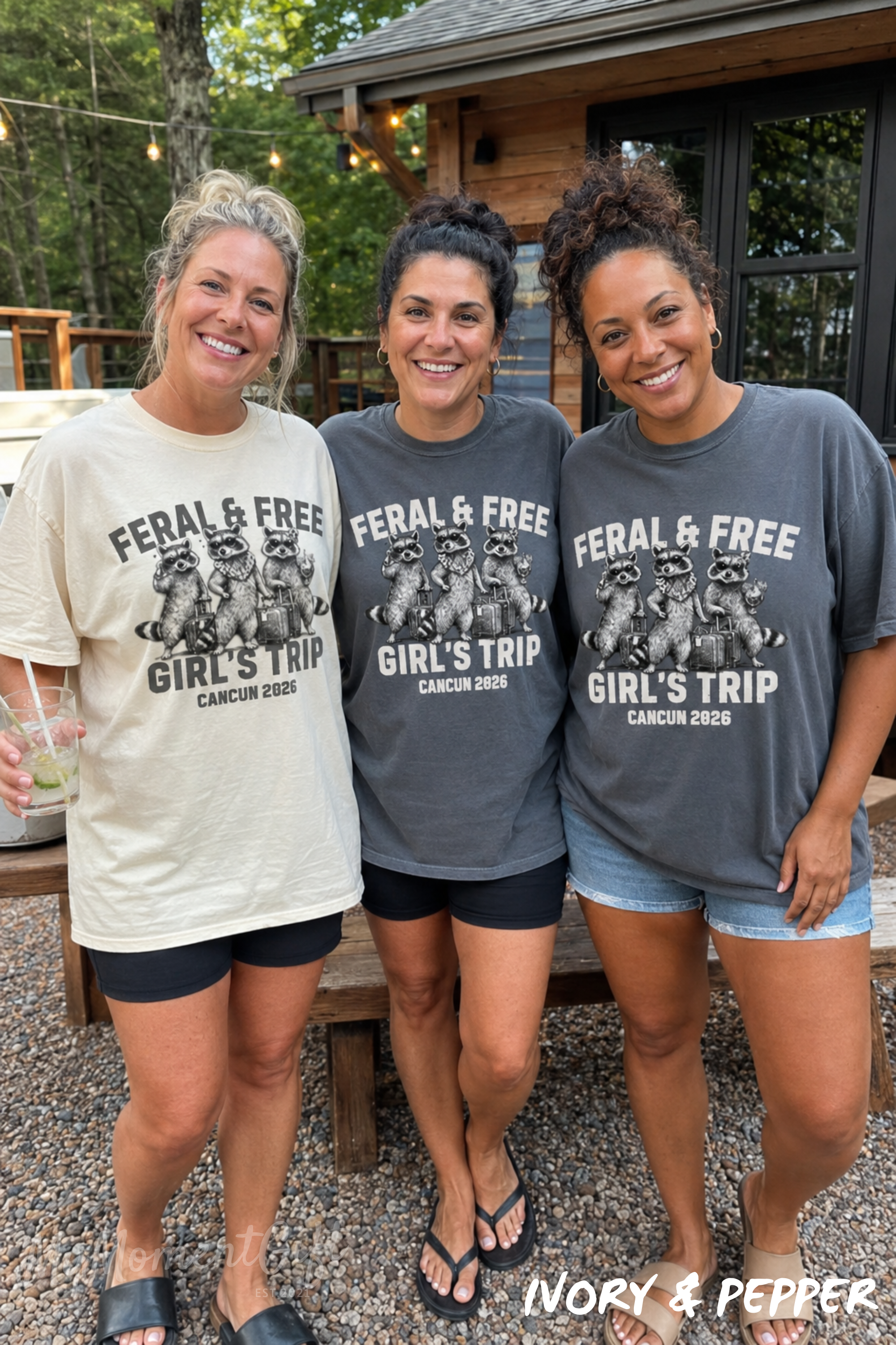 Feral & Free Girls Trip Shirts – Funny Raccoon Vacation Tees