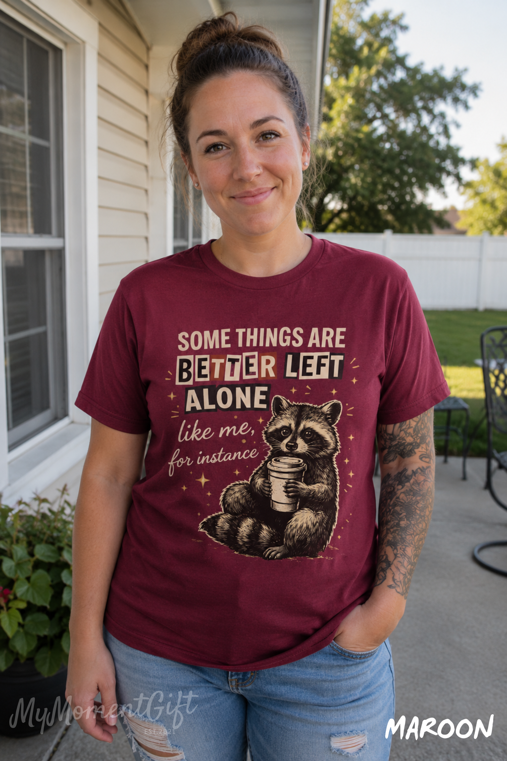 Some Things Are Better Left Alone Raccoon Shirt – Funny Coffee Lover Graphic Tee