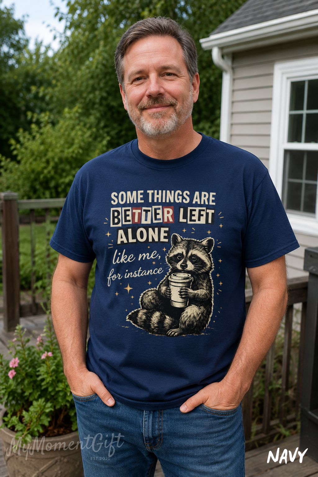 Some Things Are Better Left Alone Raccoon Shirt – Funny Coffee Lover Graphic Tee