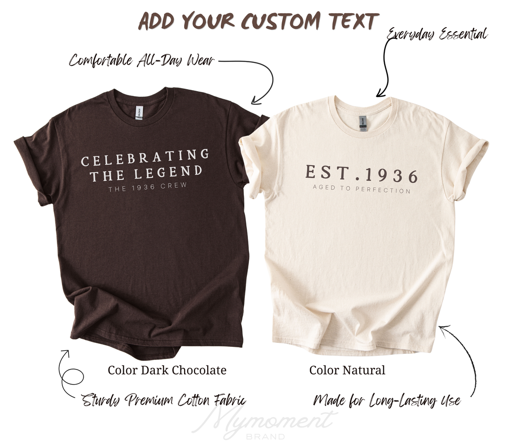 Custom 90th Birthday Family Shirts | EST 1936 Birthday Shirt | Celebrating The Legend 1936 Crew Shirts