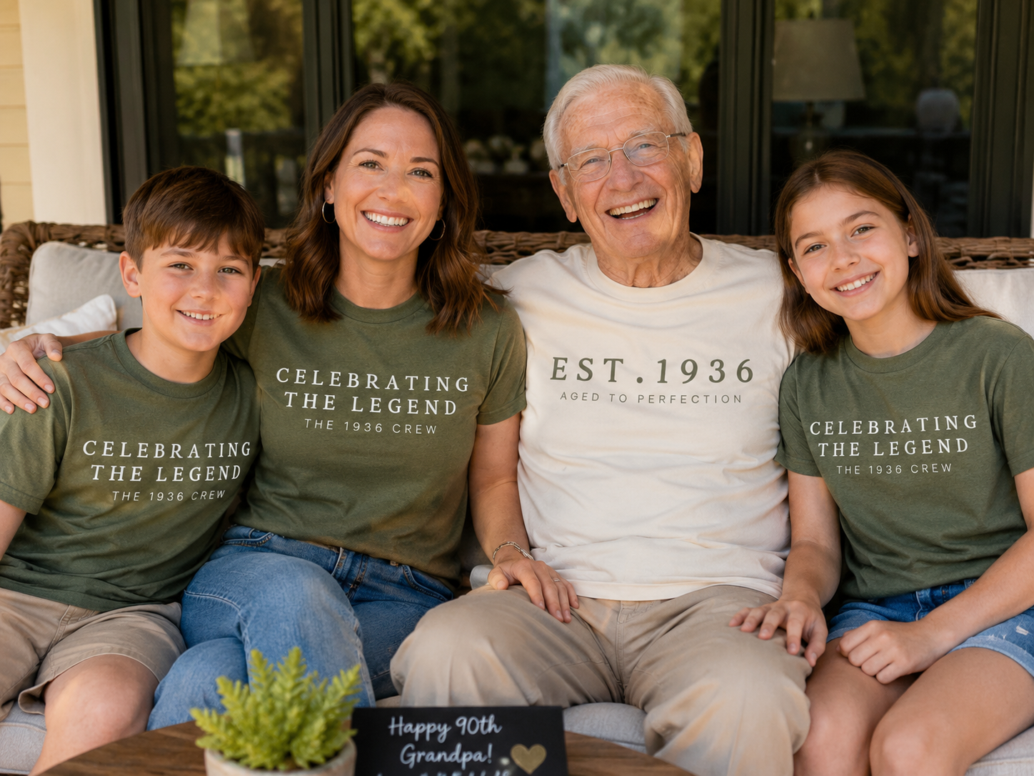 Custom 90th Birthday Family Shirts | EST 1936 Birthday Shirt | Celebrating The Legend 1936 Crew Shirts
