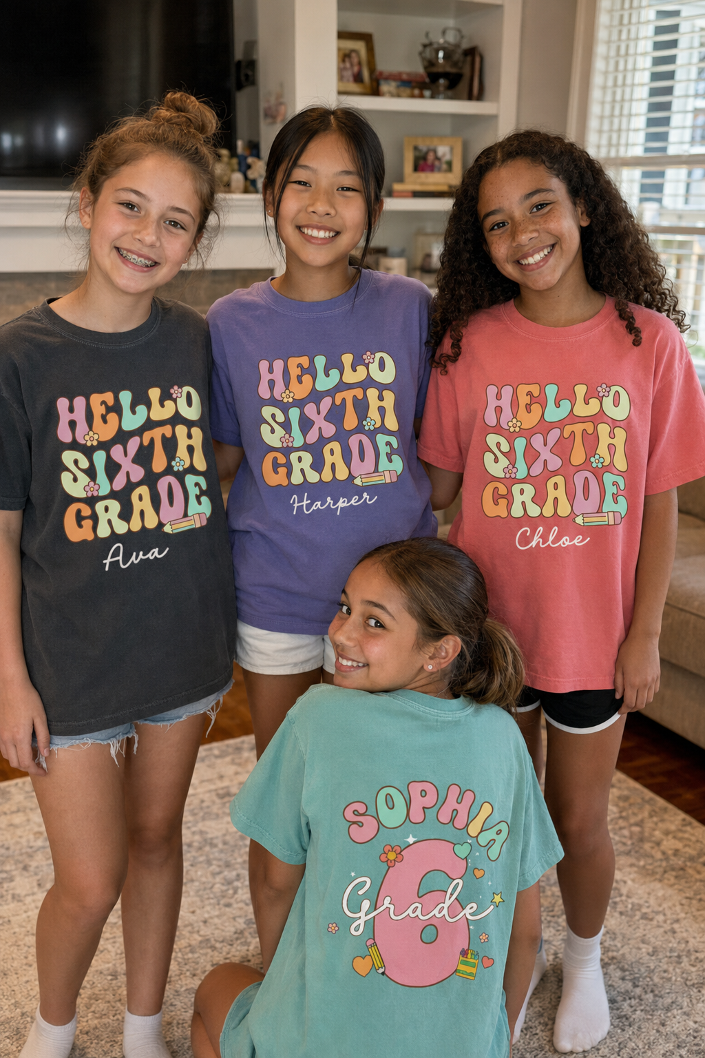 Personalized Sixth Grade Shirt for Girls | Hello 6th Grade Tee