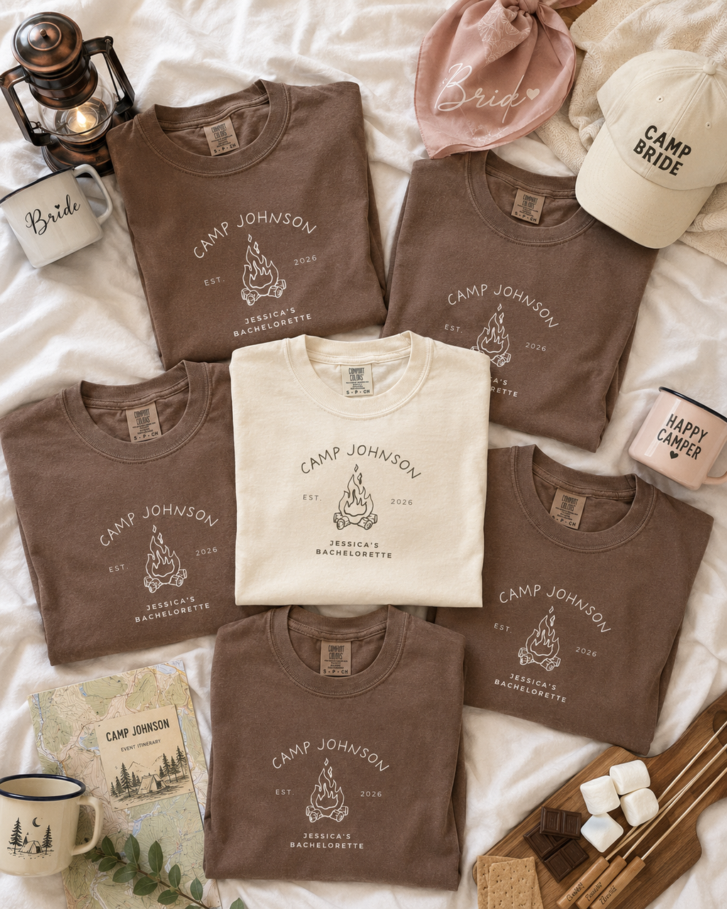 Cozy Camp Bachelorette Shirt - Custom Bride Crew Tee