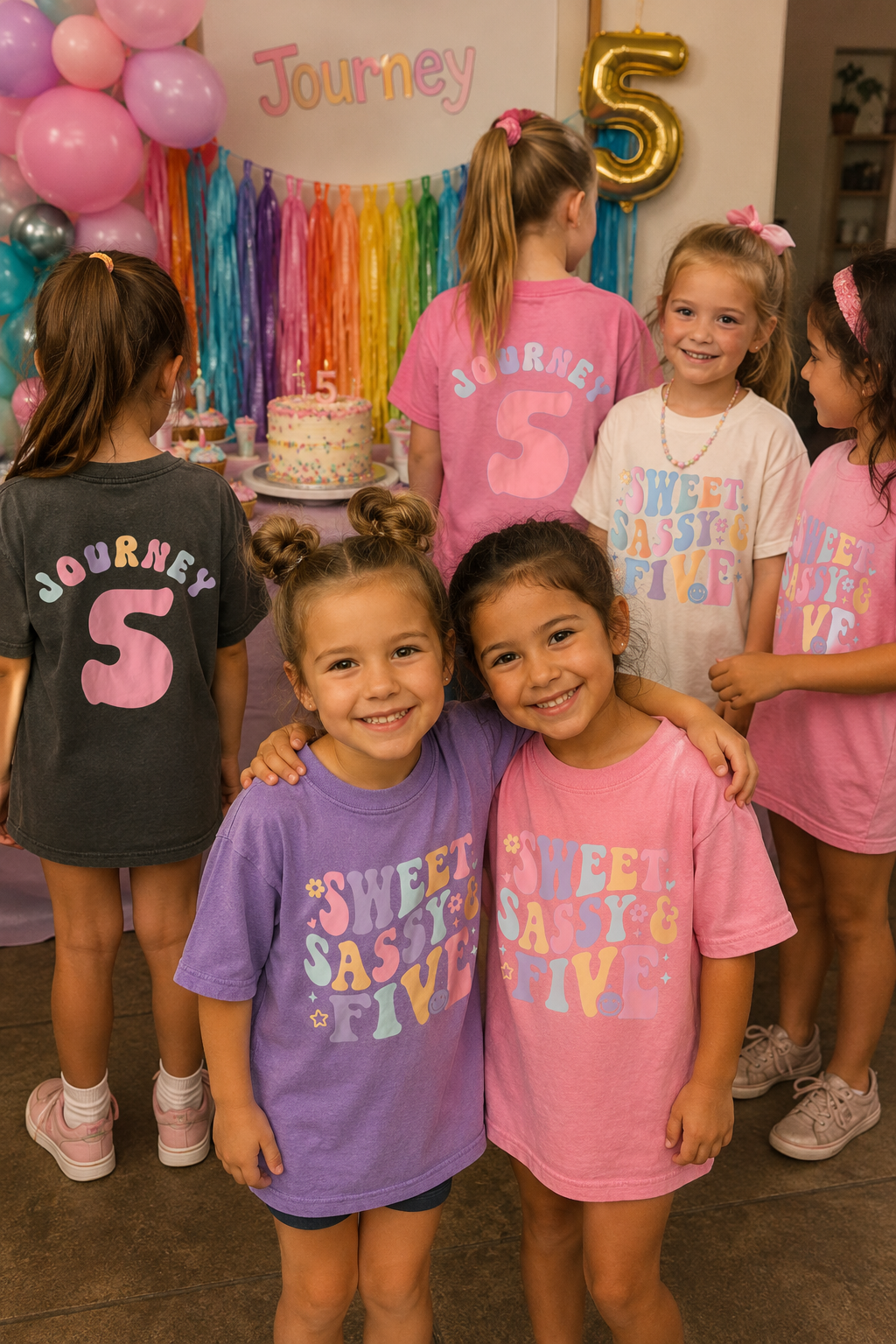 Retro Sweet Sassy Five - Custom 5th Birthday Girl Shirt - Add Kid's Name