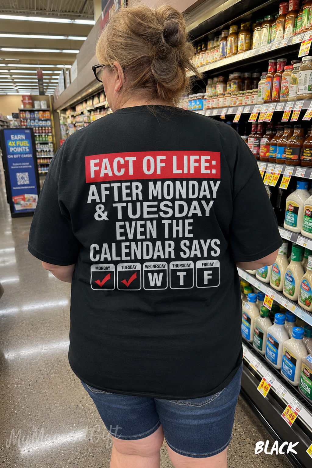 After Monday and Tuesday Even the Calendar Says WTF Shirt | Funny Back Print Tee