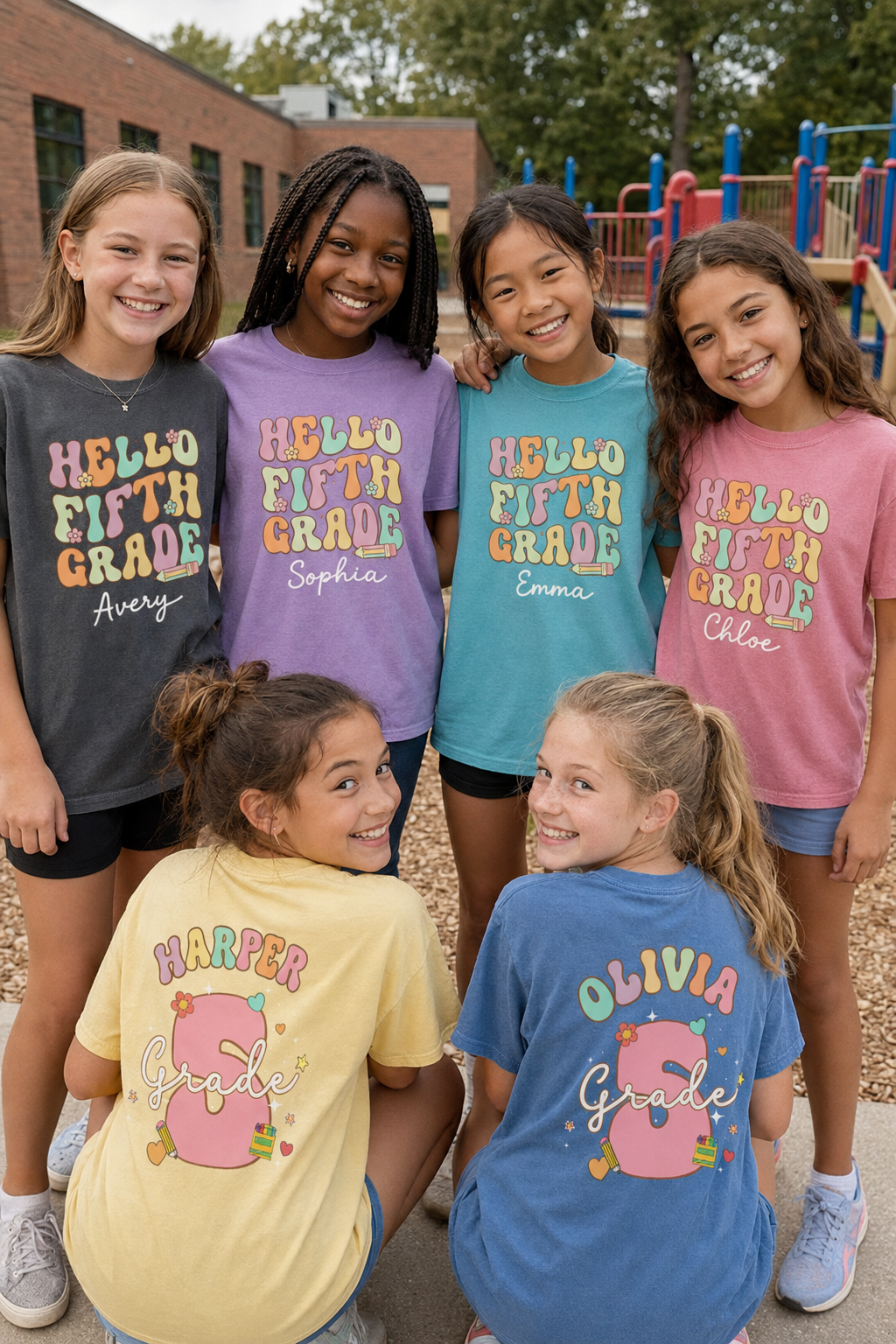Personalized 5th Grade Shirt for Girls | Hello Fifth Grade Comfort Colors Tee | Custom Name Back to School Shirt