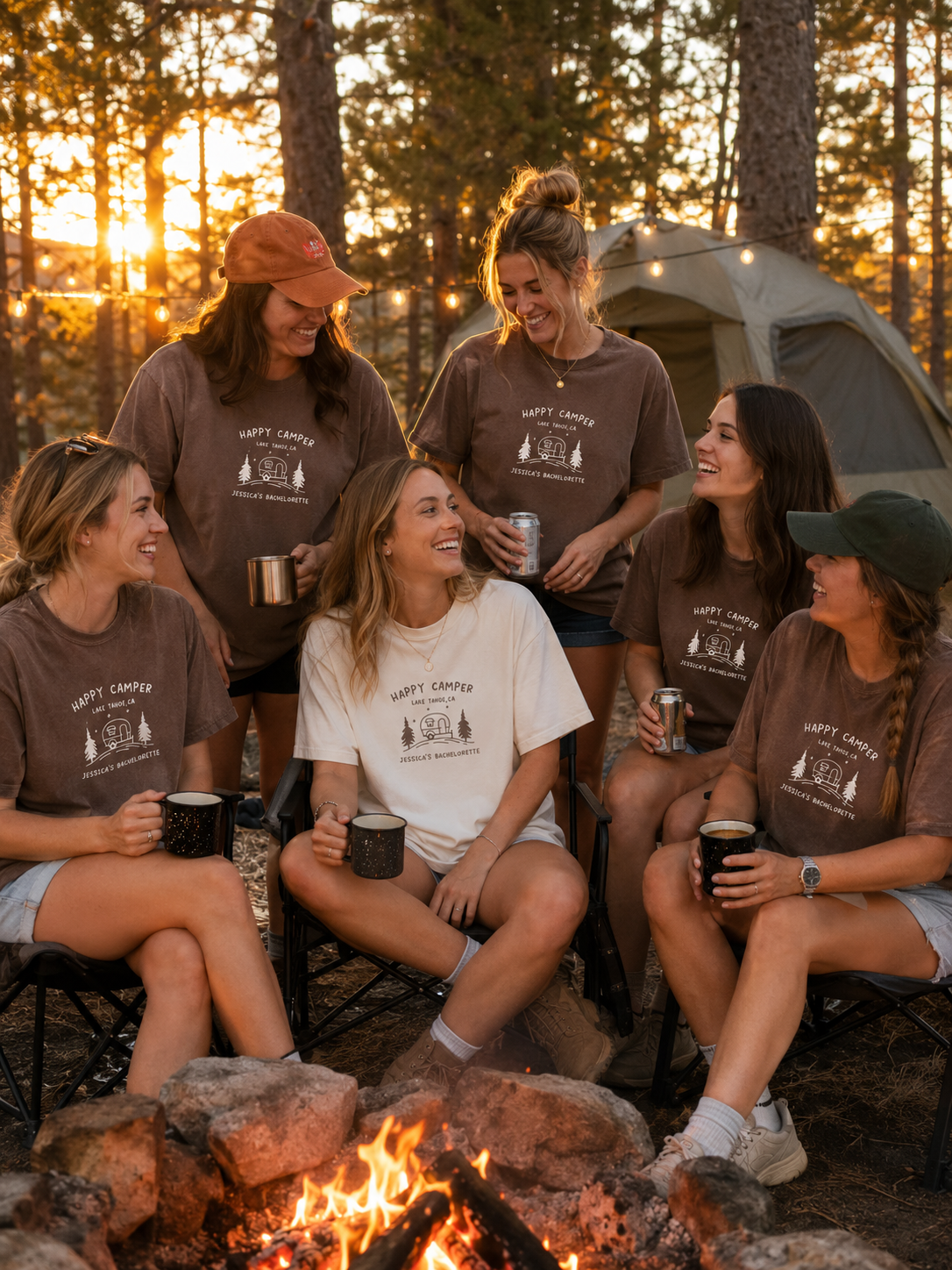 Happy Camper Bachelorette Shirt - Personalized Bride Crew