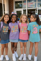 Personalized Hello Third Grade Shirt for Girls, Custom Name 3rd Grade Kids Tee
