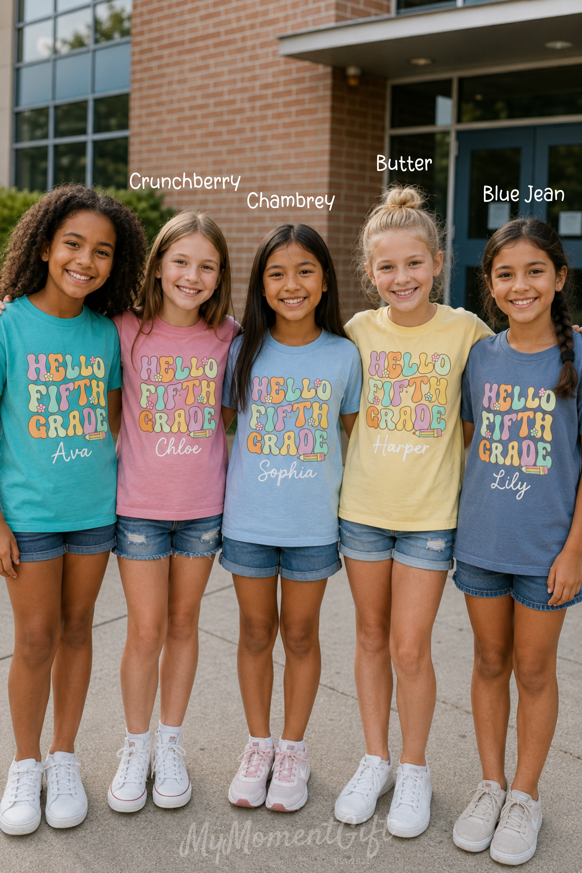 Personalized 5th Grade Shirt for Girls | Hello Fifth Grade Comfort Colors Tee | Custom Name Back to School Shirt