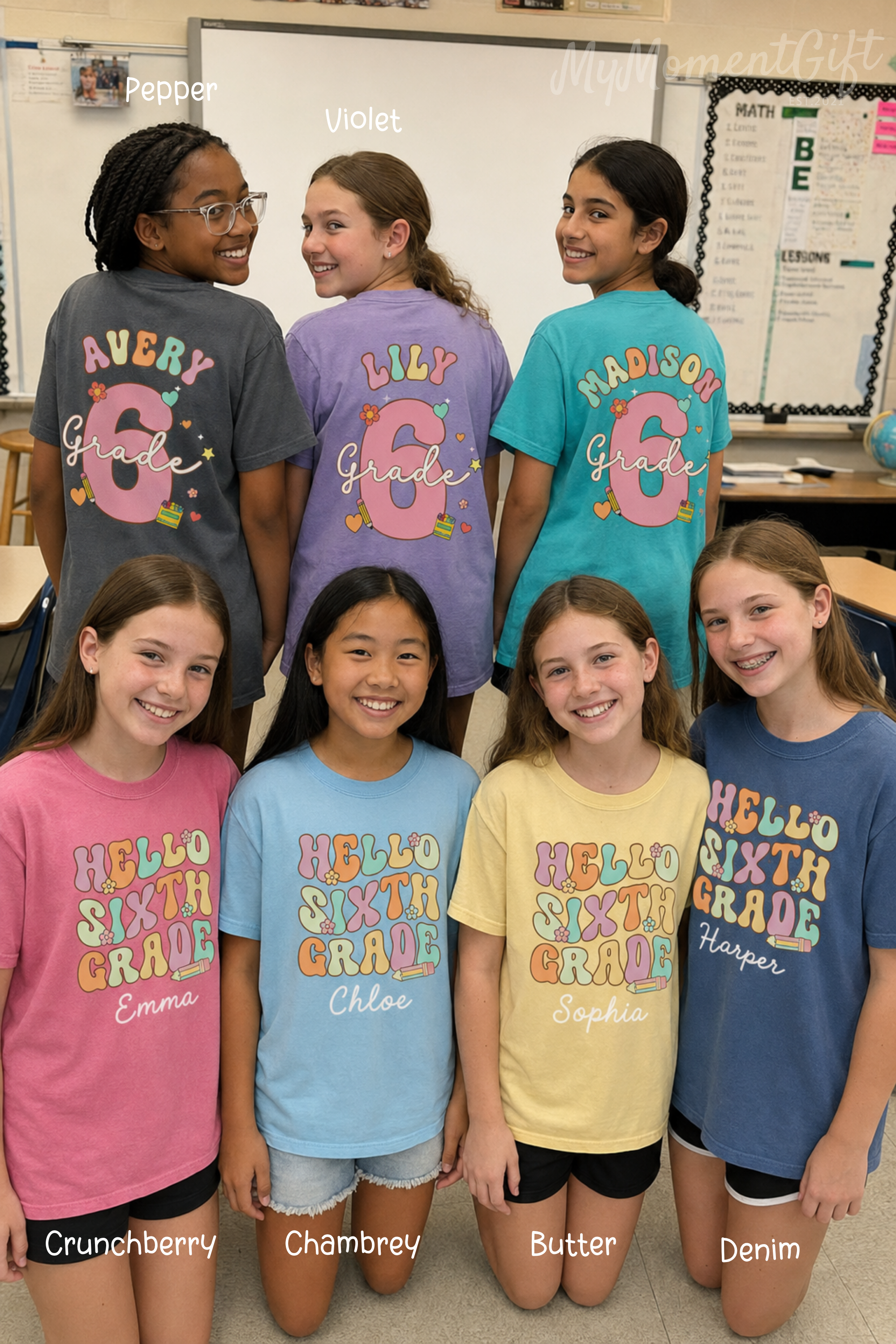 Personalized Sixth Grade Shirt for Girls | Hello 6th Grade Tee