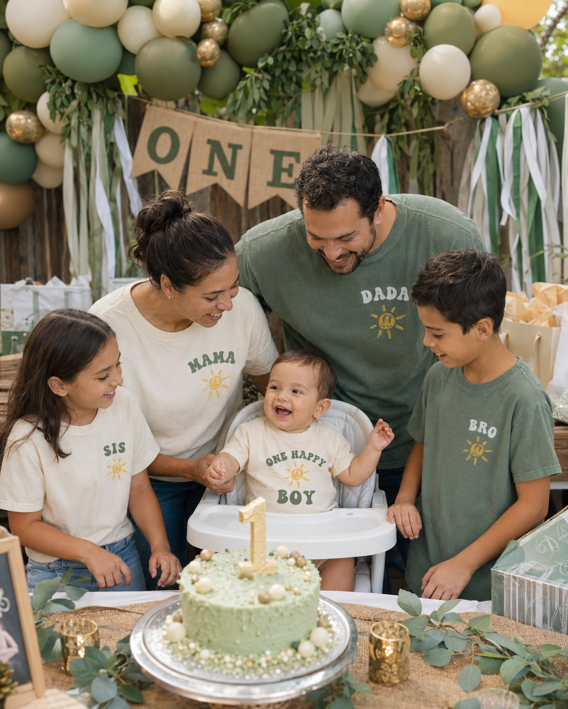 Custom One Happy Boy Matching Family Shirt | 1st Birthday Shirt for Boy - Kid Size
