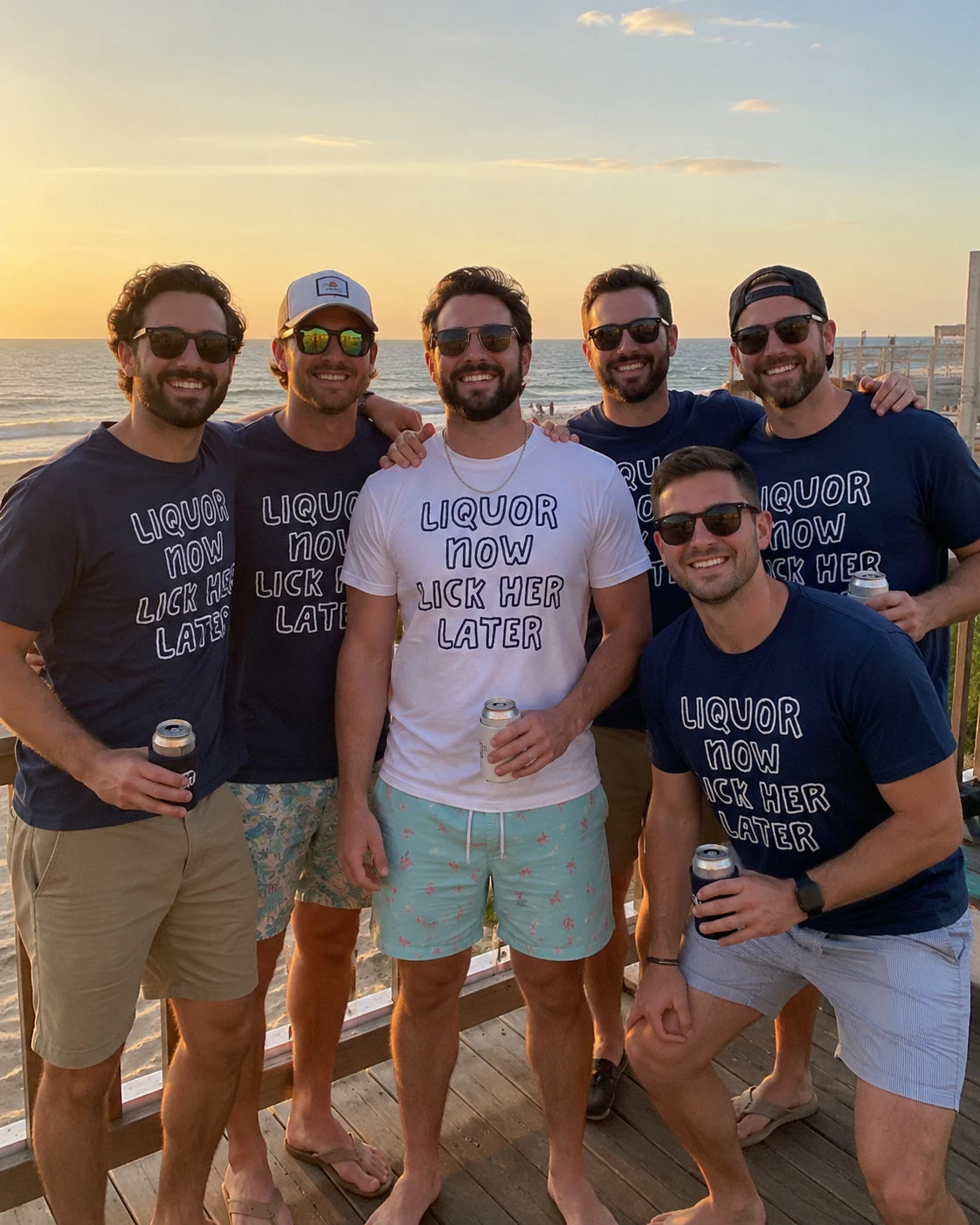 Liquor Now Lick Her Later | Fun Adult Drinking Bachelor Party T-Shirt