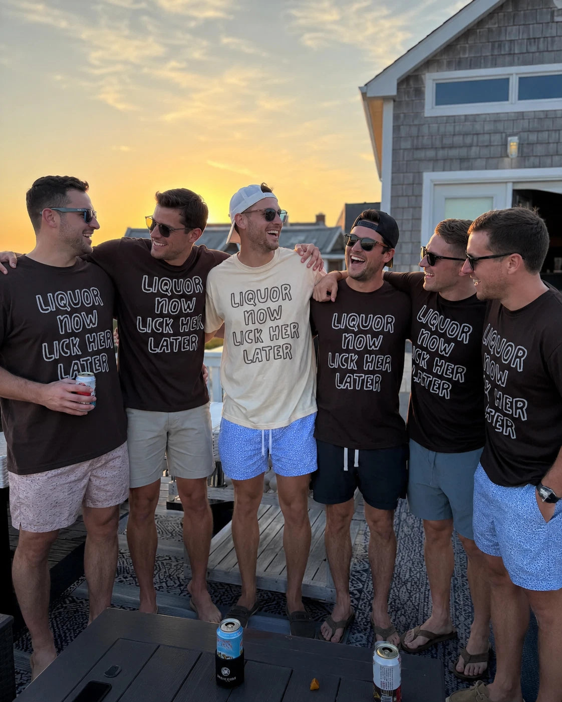 Liquor Now Lick Her Later | Fun Adult Drinking Bachelor Party T-Shirt
