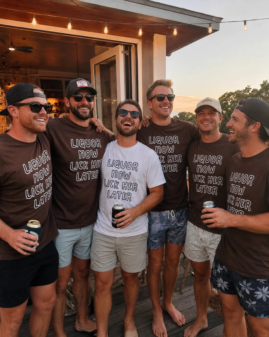 Liquor Now Lick Her Later | Fun Adult Drinking Bachelor Party T-Shirt