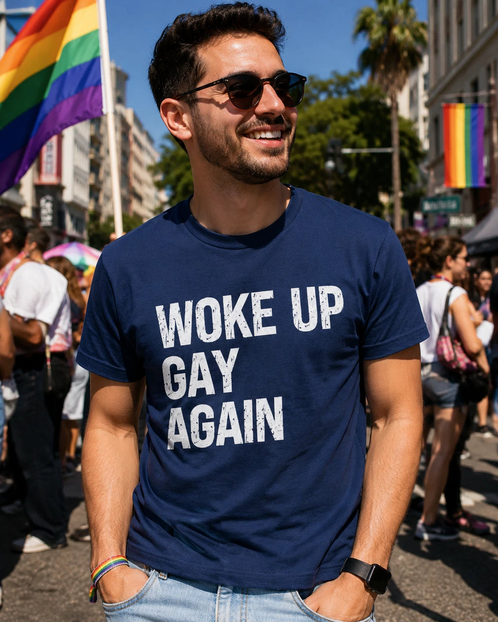 Woke up Gay Again | Funny LGBTQ Pride Month T-shirt