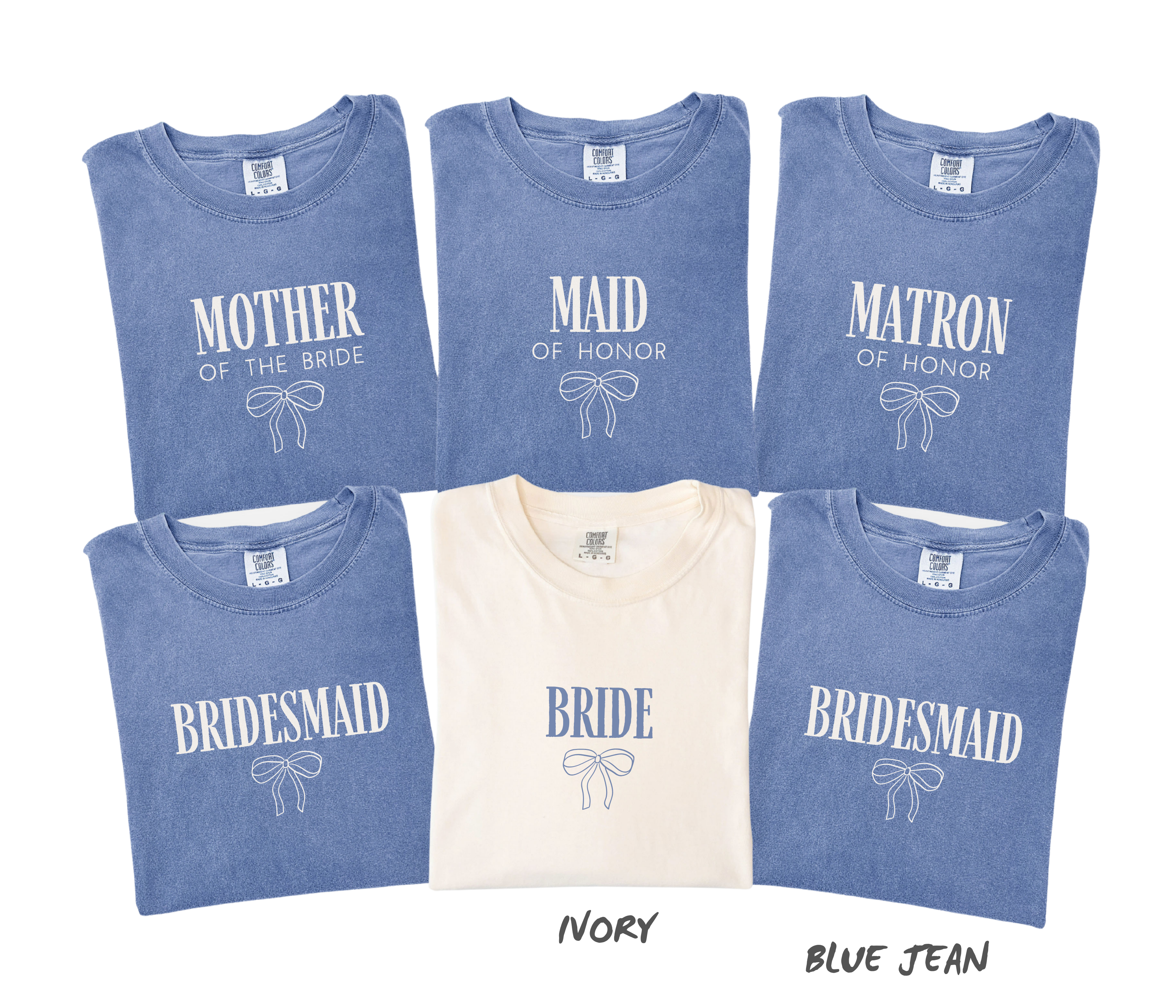 Matching Bride & Bridesmaid Shirts with Bow Design