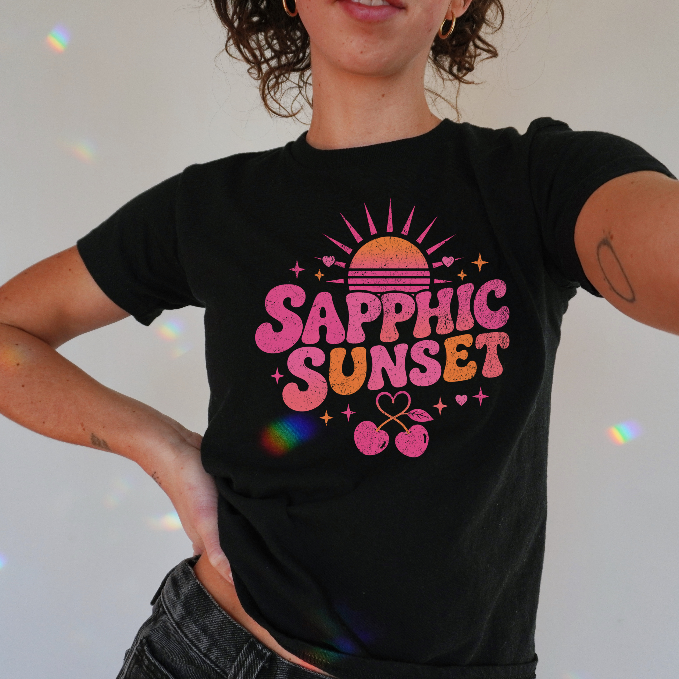 Sapphic Sunset Baby Tee | Lesbian Pride Y2K Shirt